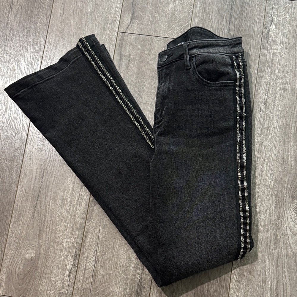 Driftwood Wyatt black flare embellished jeans 27